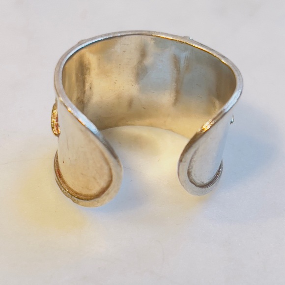 Vintage Sterling silver engraved cuff, adjustable ring - Picture 4 of 5